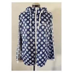 Adidas Originals Sz S Tokyo Blue Polka Dot Full Zip Windbreaker Jacket